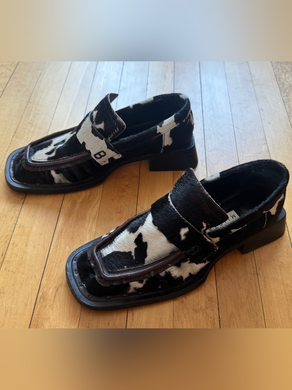New MIISTA Airi Cow Print Ponyhair Leather Loafers in size 7.5 (38) - Picture 6 of 6